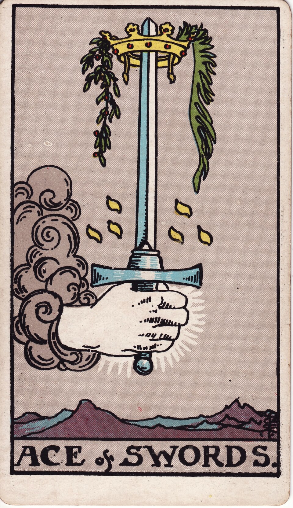 Yes or No Spread from the Rider–Waite–Smith tarot, 1909, public domain