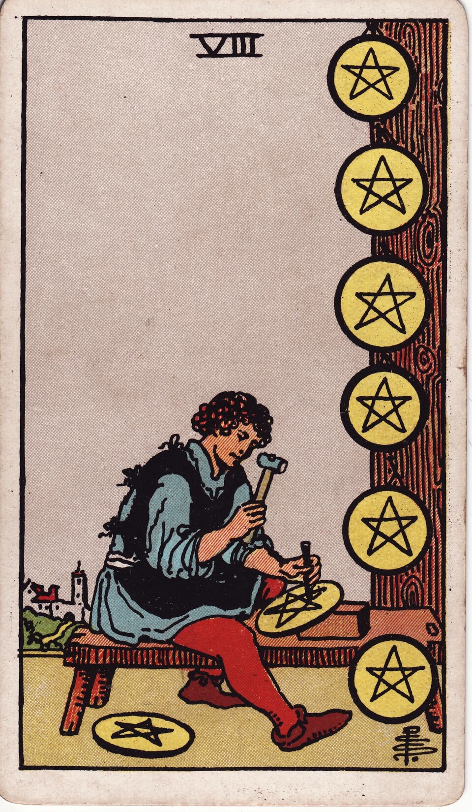 Career Decision Spread from the Rider–Waite–Smith tarot, 1909, public domain