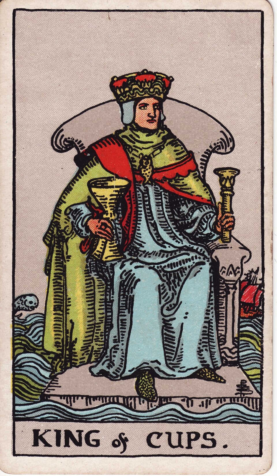 King of Cups from the Rider–Waite–Smith tarot, 1909, public domain