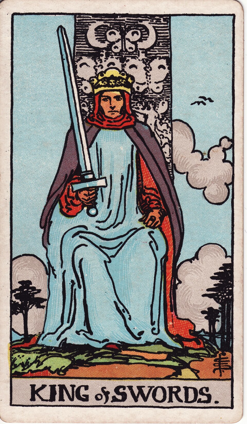 King of Swords from the Rider–Waite–Smith tarot, 1909, public domain