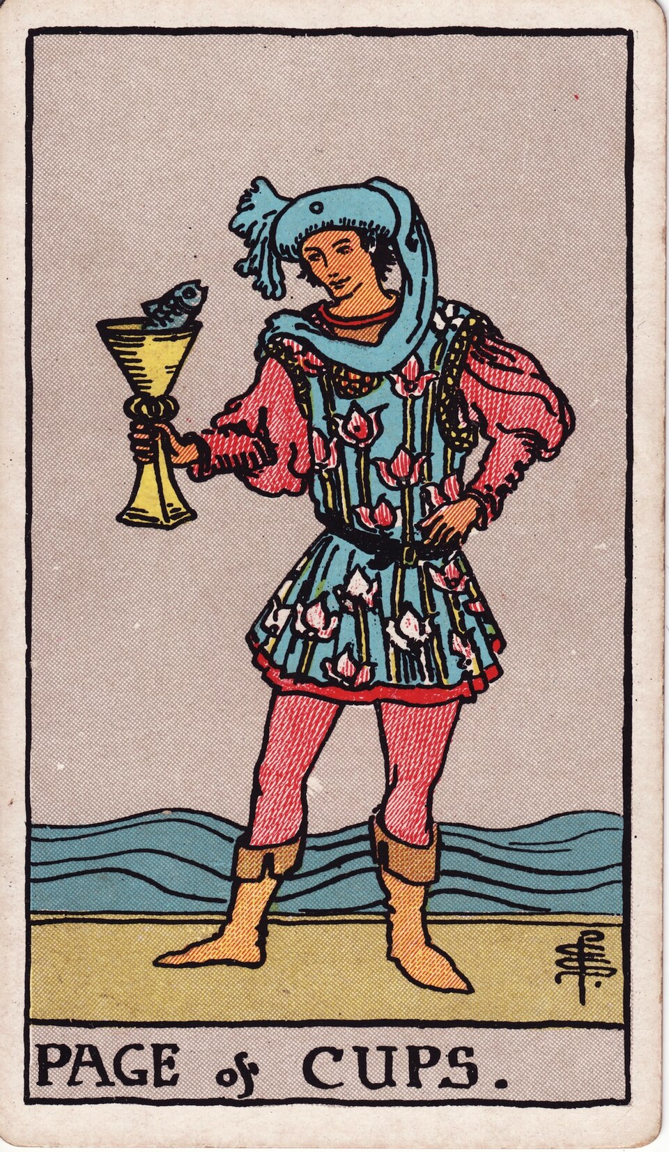 Page of Cups from the Rider–Waite–Smith tarot, 1909, public domain