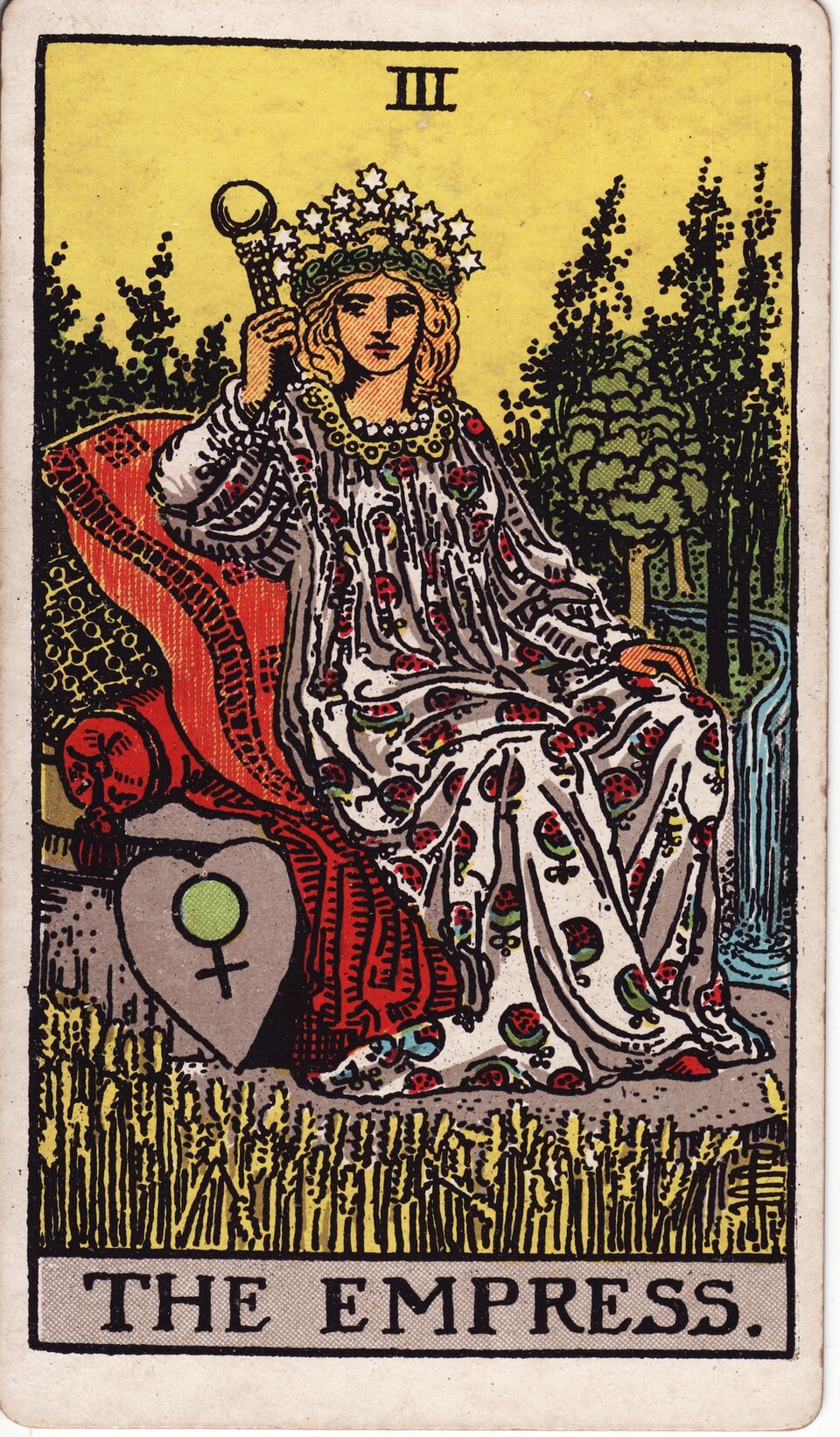 The Empress from the Rider–Waite–Smith tarot, 1909, public domain