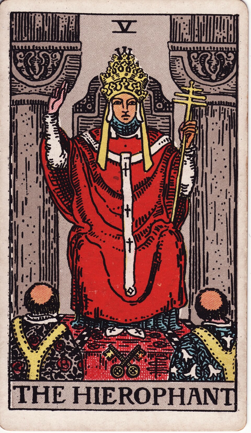 The Hierophant from the Rider–Waite–Smith tarot, 1909, public domain